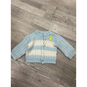 Vintage Toddletime Kids Blue White Striped Knit Cardigan Sweater Japan Size 1